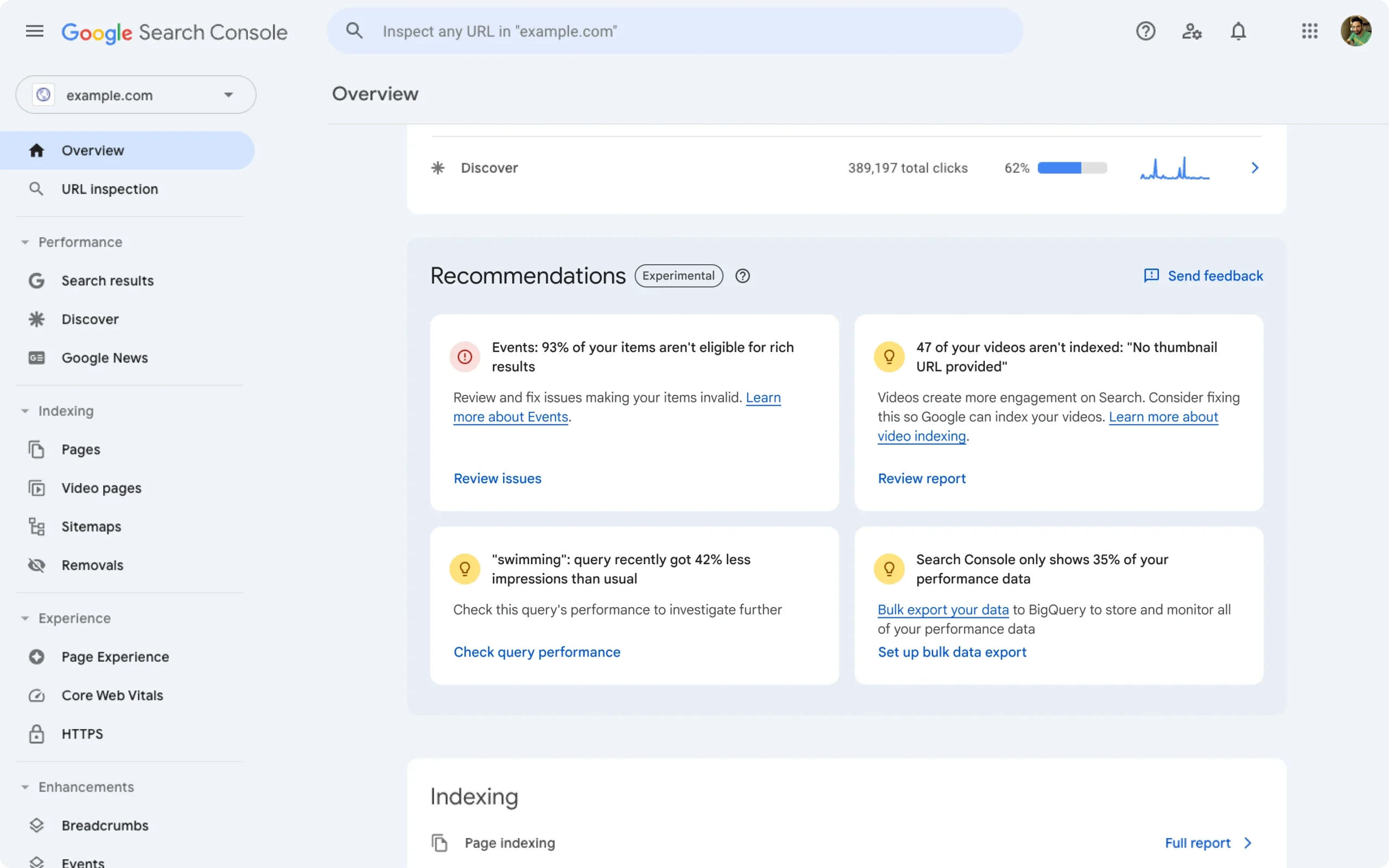 New Recommendations in Google Search Console