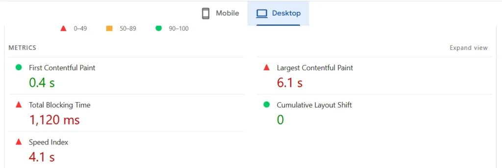 pagespeed insights adult site