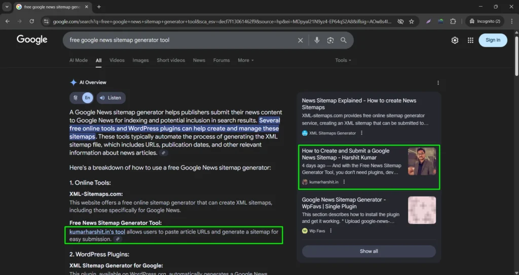 google news sitemap generator tool