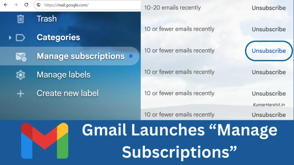 Gmail Launches “Manage Subscriptions”