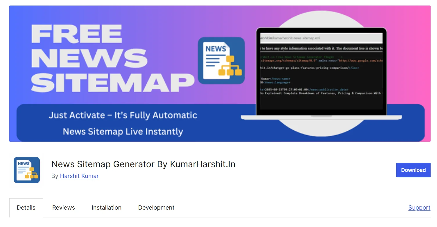 Free Google News Sitemap Plugin for WordPress: Generate Real-Time XML Feeds Instantly
