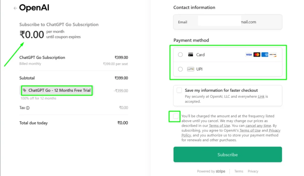 chatgptgo payment page